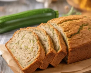 Two loaves of delicious homemade zucchini bread with cinnamon and walnuts.