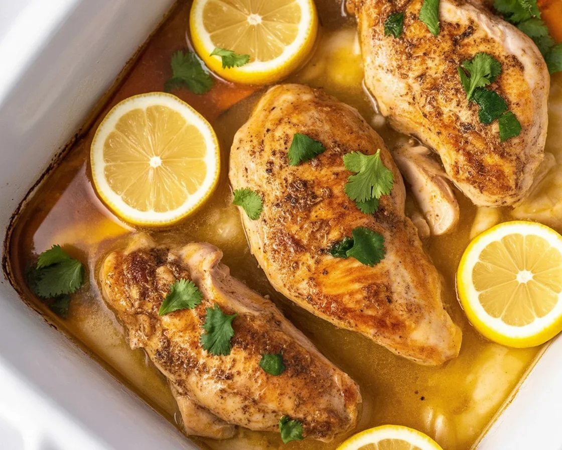 Oven-baked chicken breast seasoned and cooked to juicy perfection at 425°F.