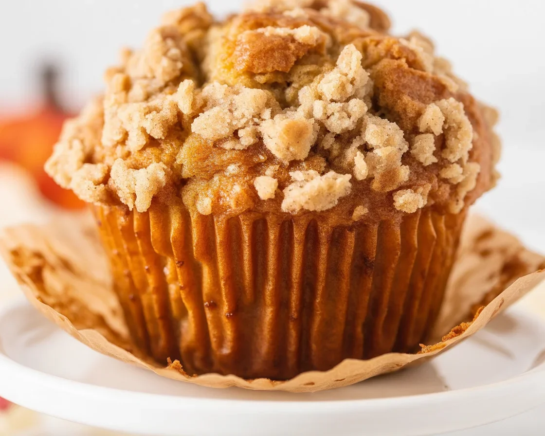 Delicious Apple Pumpkin Streusel Muffins with cinnamon streusel topping.
