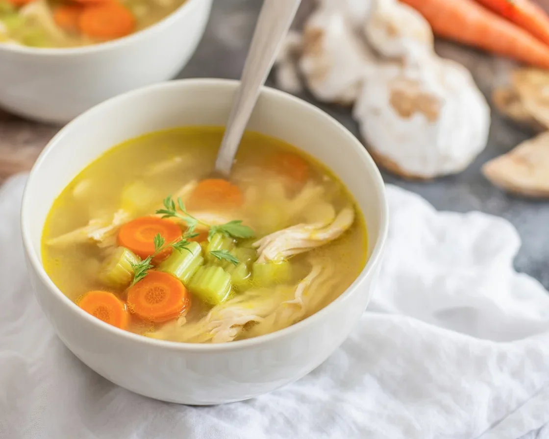 Healthy and delicious Paleo Chicken Soup filled with nutritious vegetables and chicken