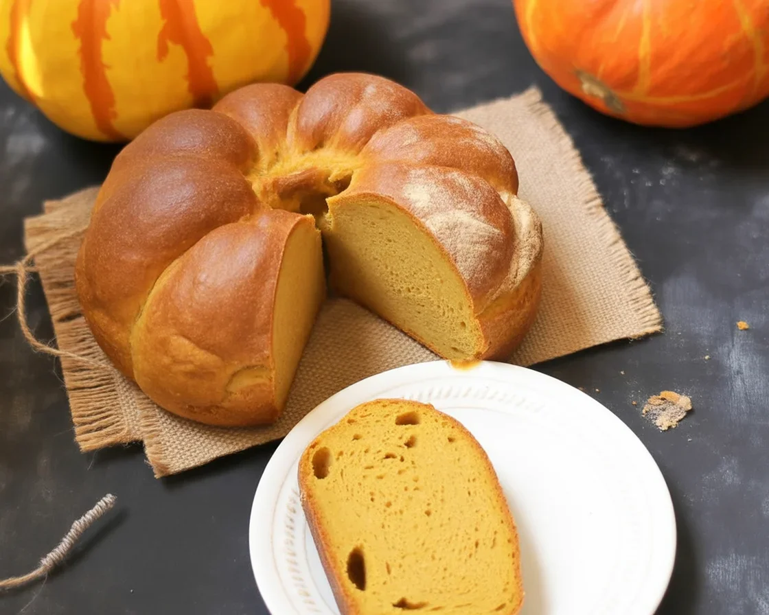 Freshly baked pumpkin sourdough bread with a crispy crust and soft crumb.
