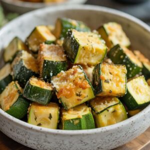 Delicious Air Fryer Zucchini Parmesan dish, crispy and golden-brown