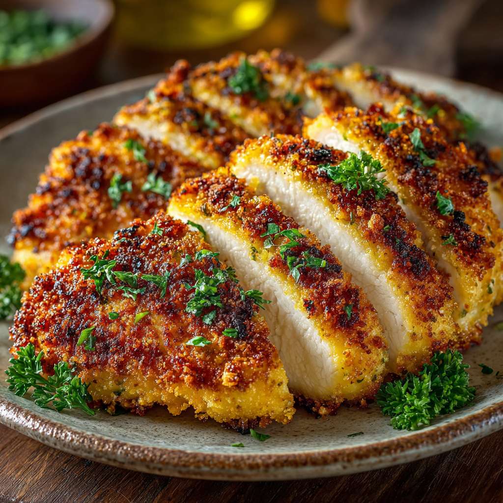 baked parmesan chicken on plate