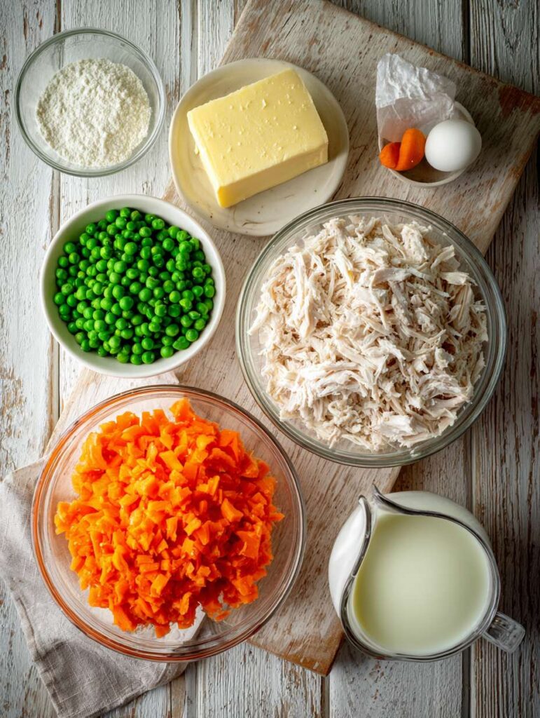 ingredients for creamy chicken pot pie soup