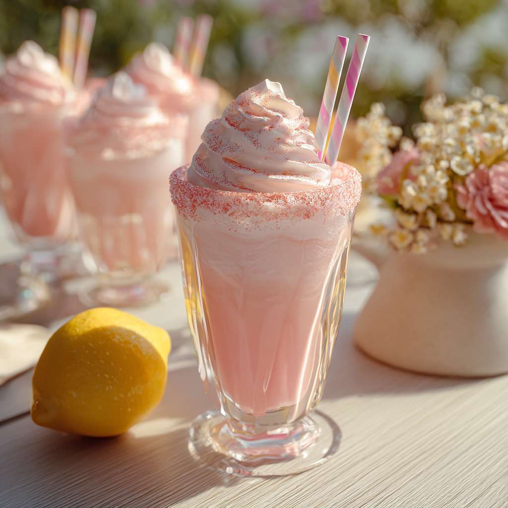 glasses of pink lemonade on table