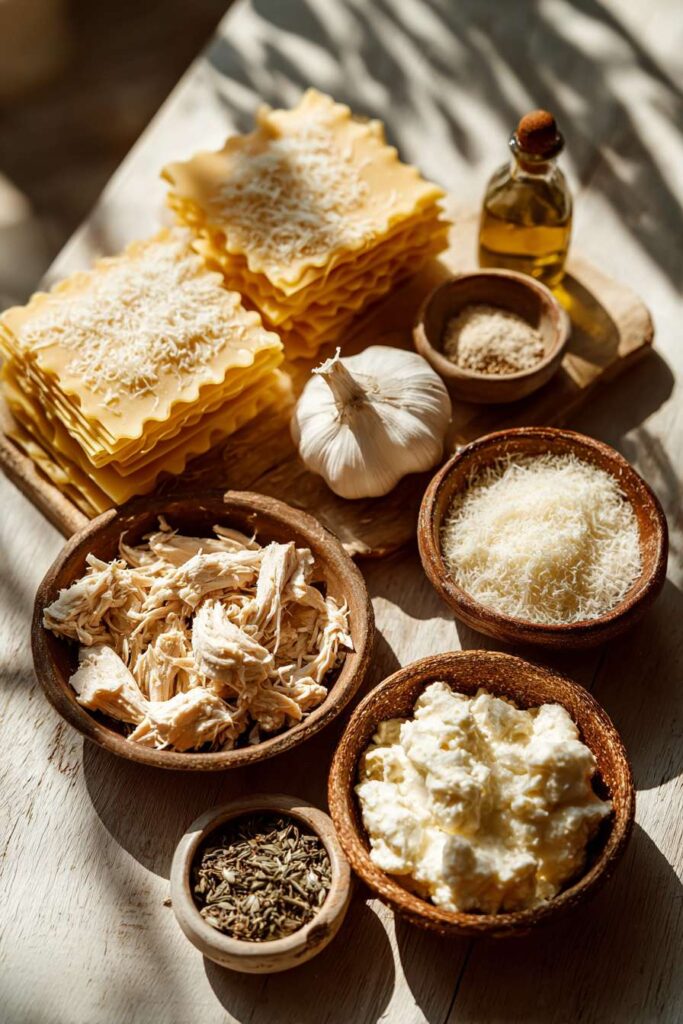 ingredients for white lasagna soup