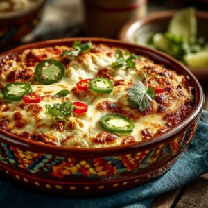 Ultimate cheesy low-carb taco casserole with bubbling golden cheese and cilantro