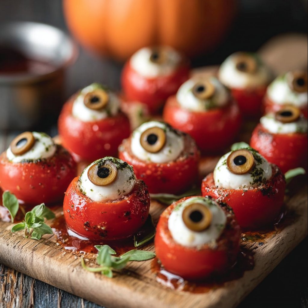 Bloody Eyeball Caprese Bites