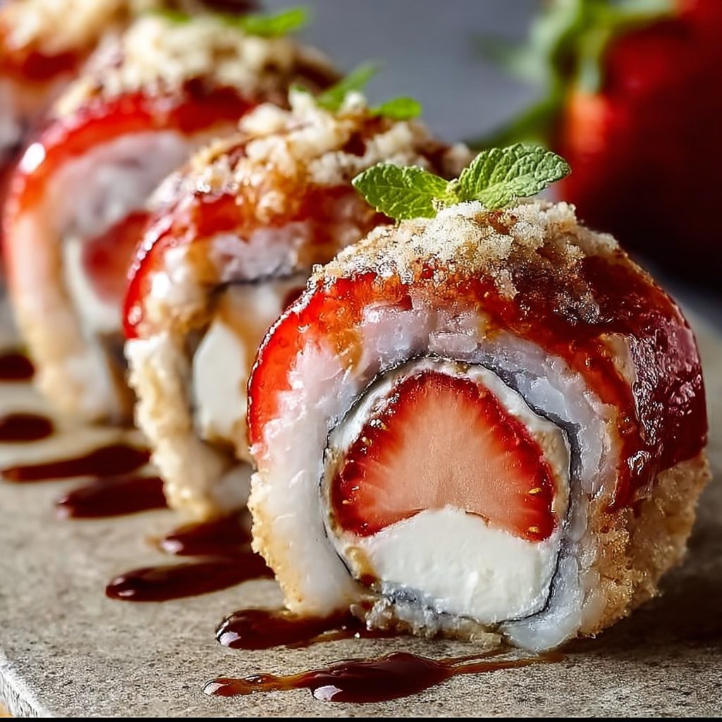 Creative & Cute Strawberry Shortcake Sushi Roll Dessert Recipe