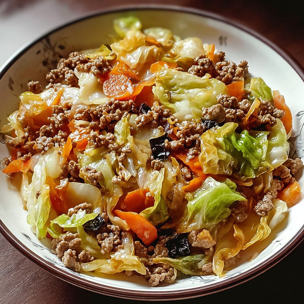 Chinese Ground Beef and Cabbage Stir-Fry