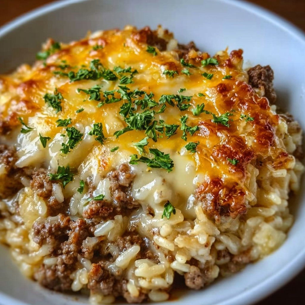 Cheesy Ground Beef Rice Casserole