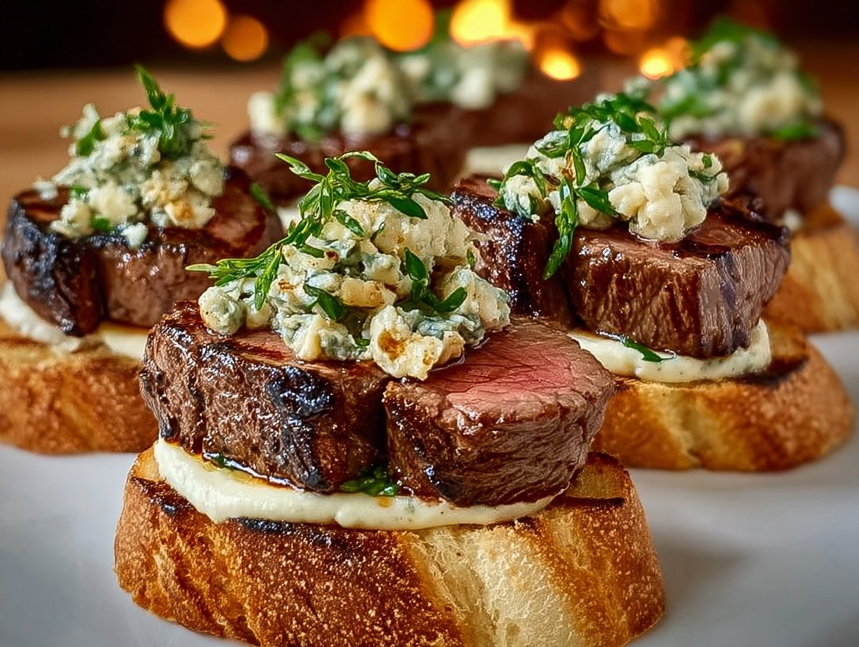 Beef Tenderloin Gorgonzola Crostini