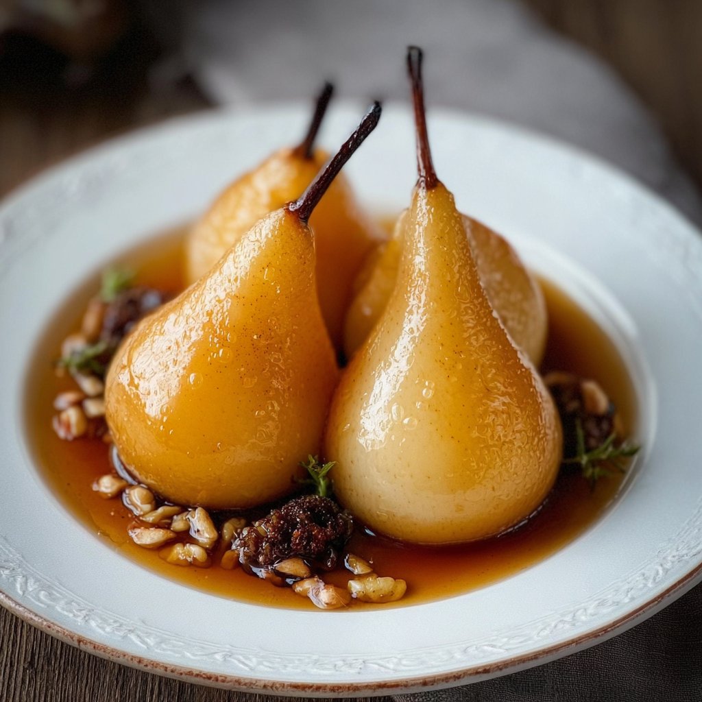 Vanilla Bourbon Poached Pears