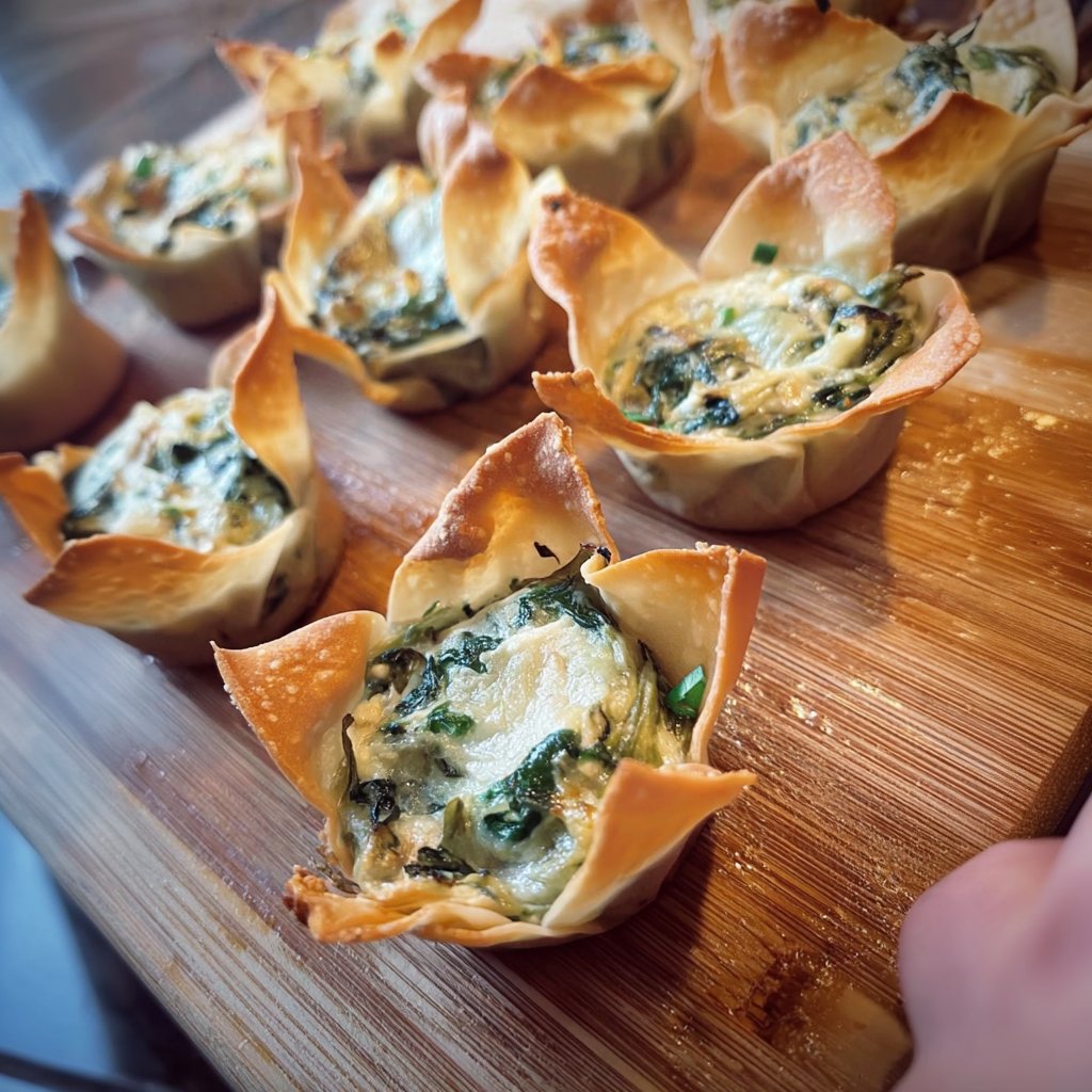 Spinach and Artichoke Wonton Cups