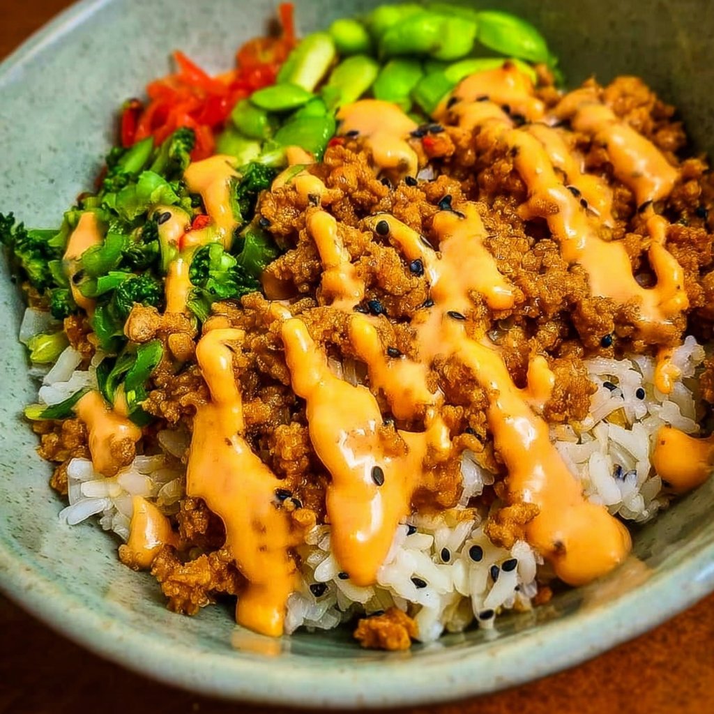 Ground Turkey Rice Bowls with Bang Bang Sauce