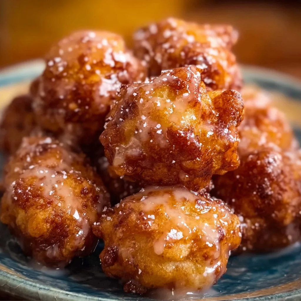 Delicious homemade Apple Fritter Bites served on a plate.