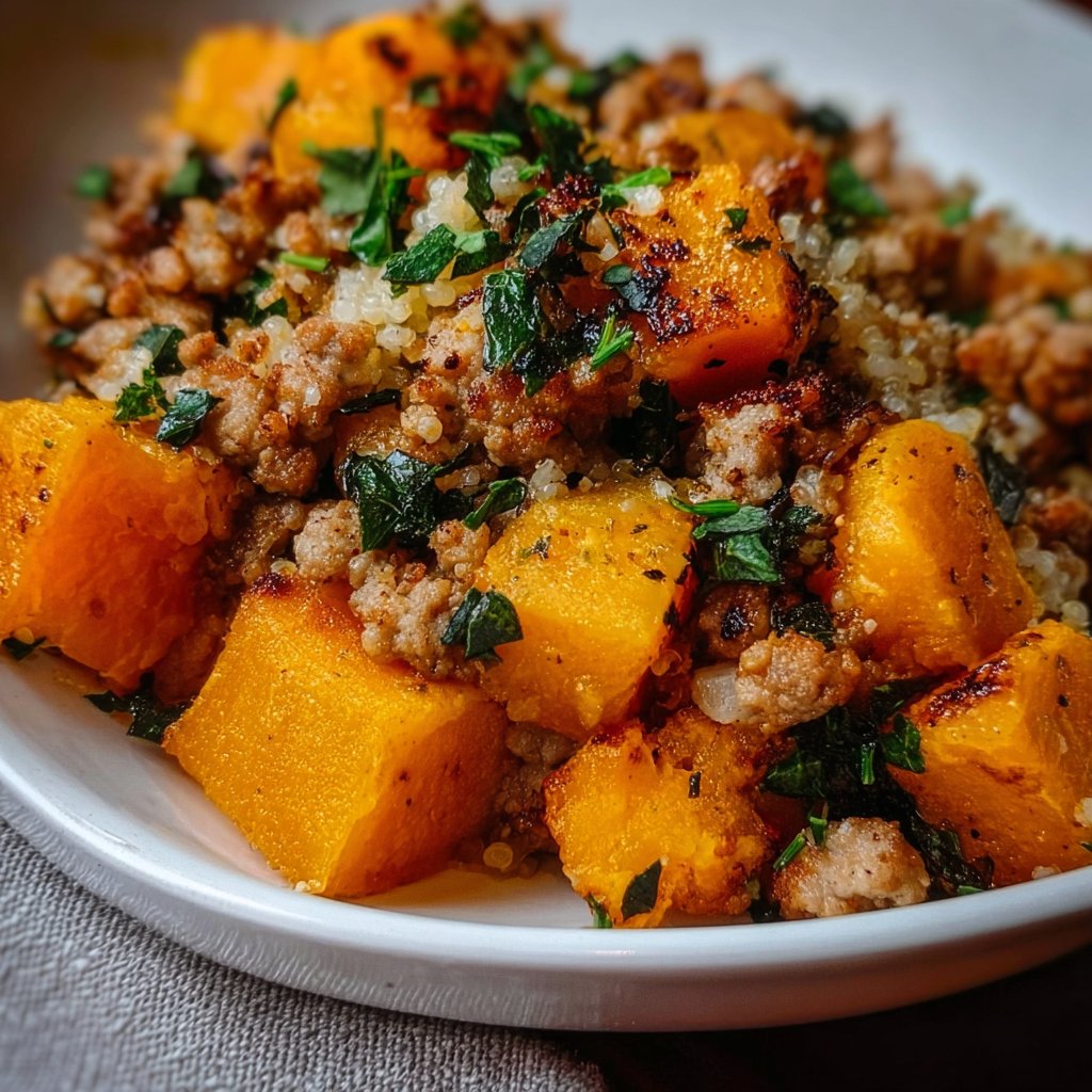 Easy Roasted Butternut Squash with Ground Turkey