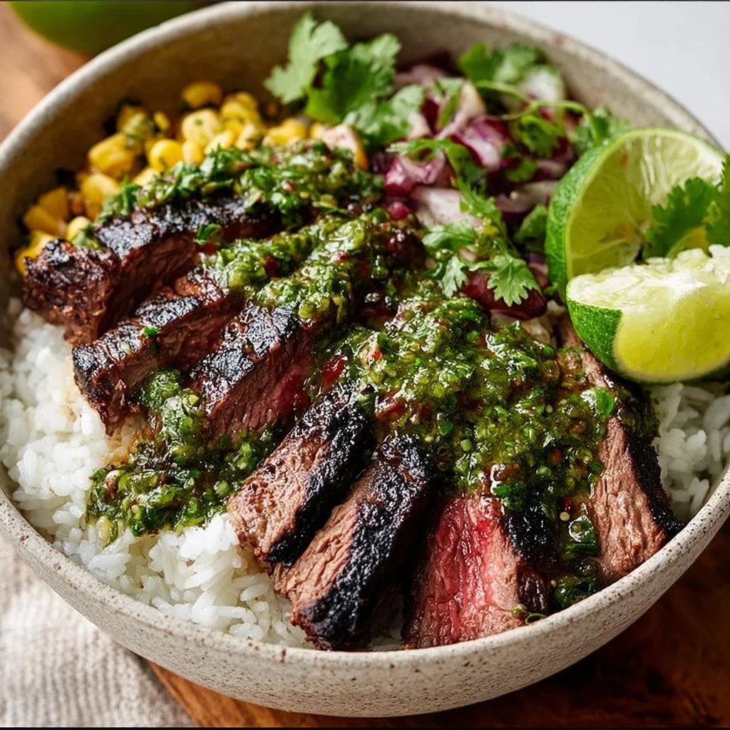 Cilantro Lime Steak Bowl with fresh ingredients and vibrant colors on a plate