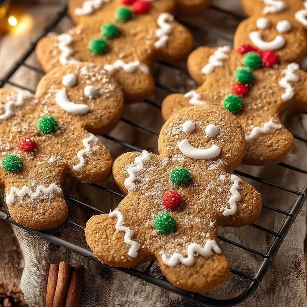 Classic gingerbread cookies decorated for Christmas