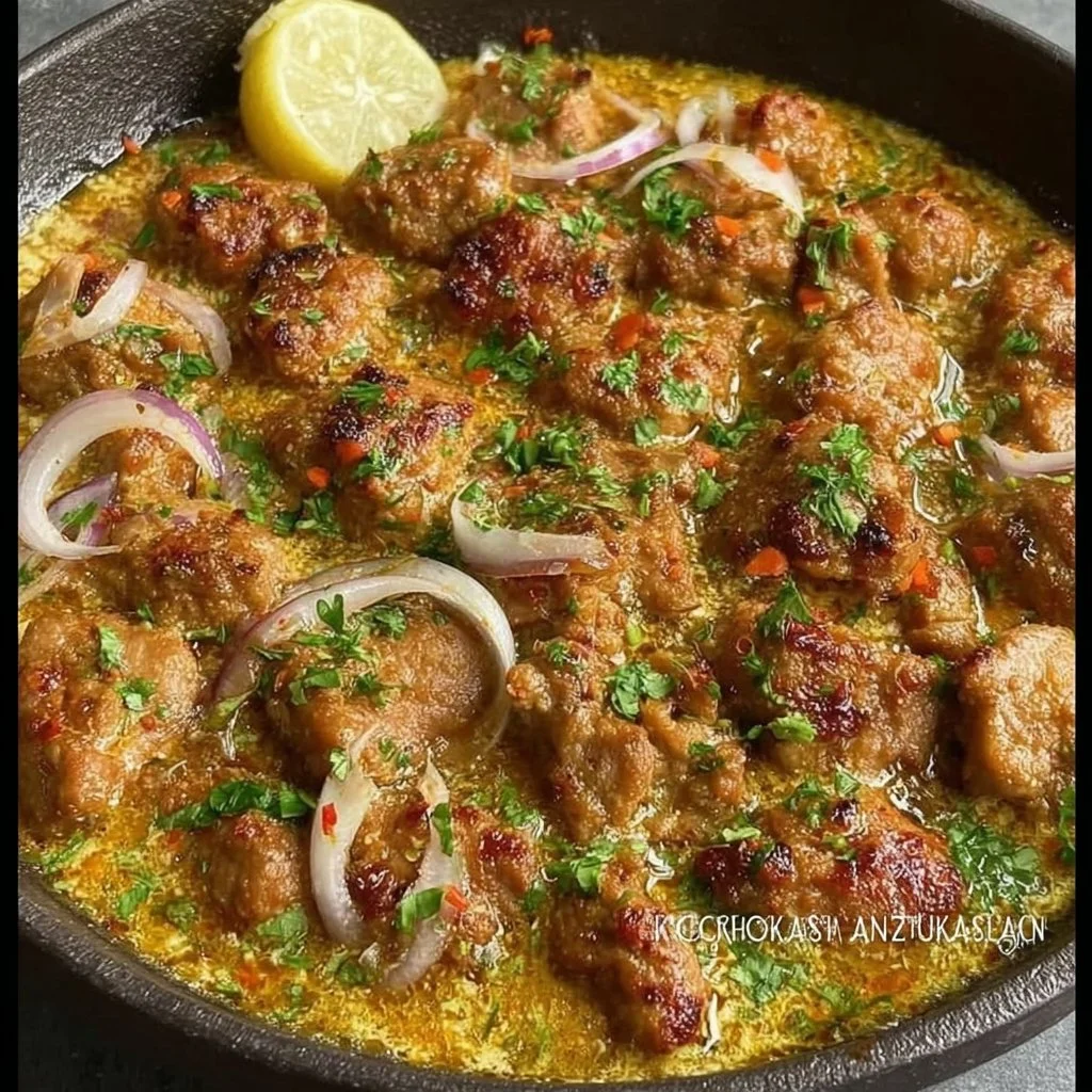 Delicious grilled malai boti served on a plate with herbs and spices