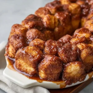 Delicious homemade monkey bread with gooey caramel and cinnamon.