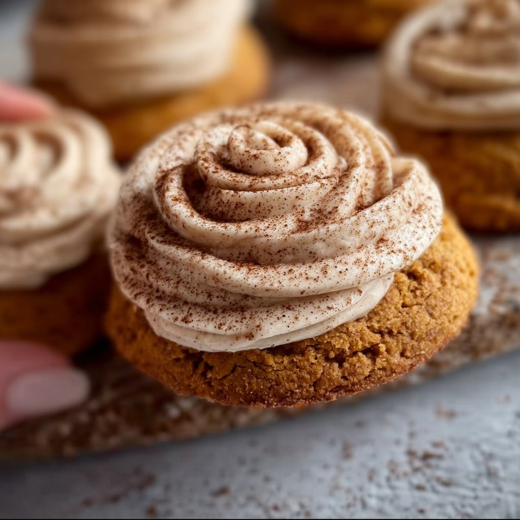 Soft Pumpkin Cookies with Cinnamon Frosting