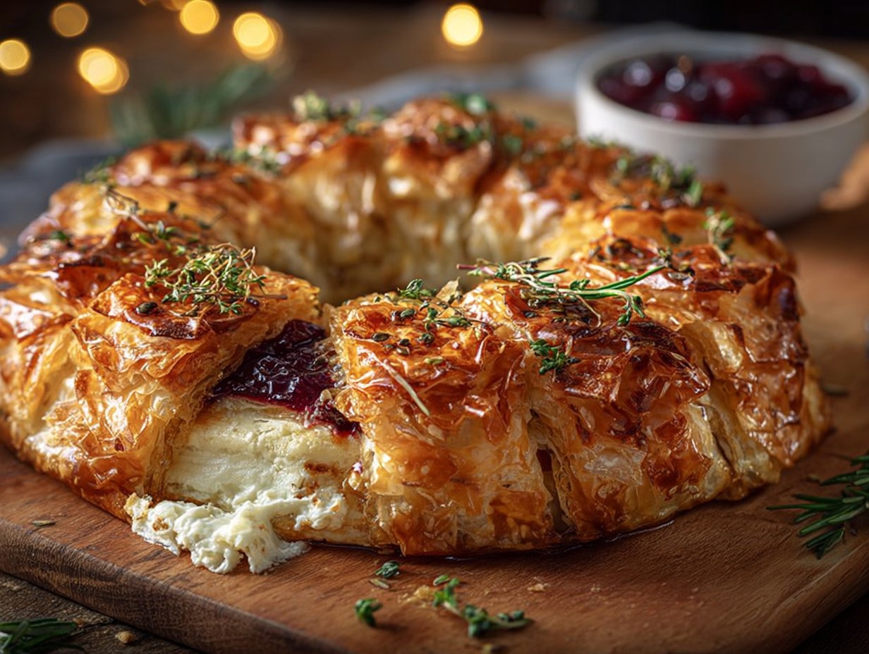 Baked Brie Phyllo Wreath