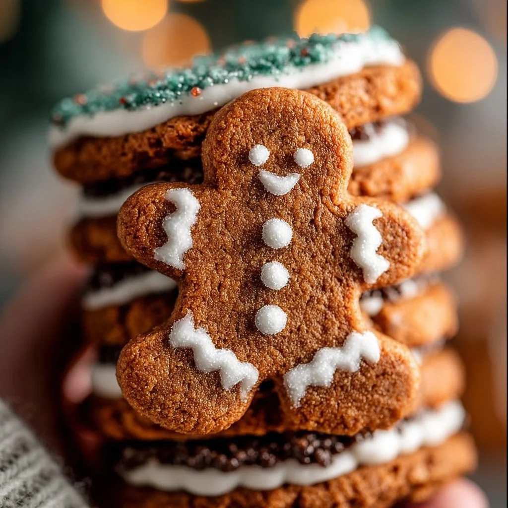 Freshly baked gingerbread man cookies decorated for the holidays