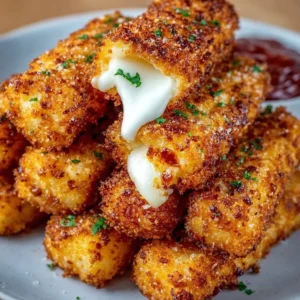 Crispy Air Fryer Mozzarella Sticks ready in 6 minutes