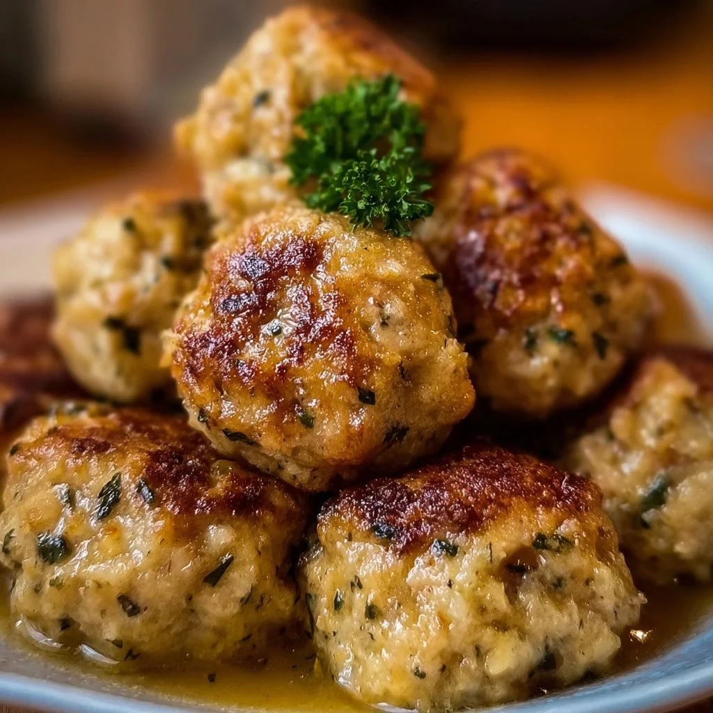 Delicious Grandma Dot's Stuffing Balls served on a festive platter