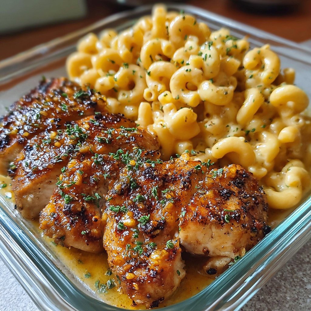 High-Protein Honey Garlic Butter Chicken with Mac & Cheese