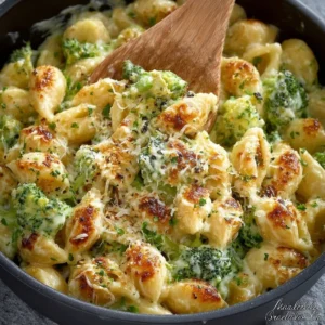Healthy broccoli mac and cheese dish with steamed broccoli and creamy sauce