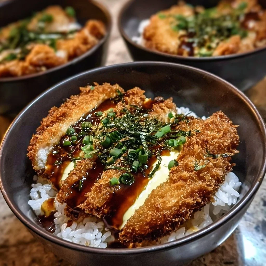 Delicious Japanese Katsu Bowl with crispy pork cutlet and flavorful sauce