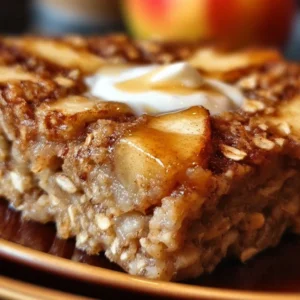 Delicious oatmeal apple breakfast bake served in a bowl with a sprinkle of cinnamon