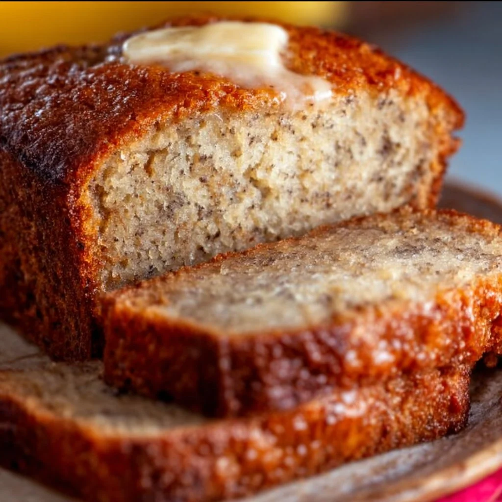 Deliciously moist Paula Deen banana bread fresh out of the oven