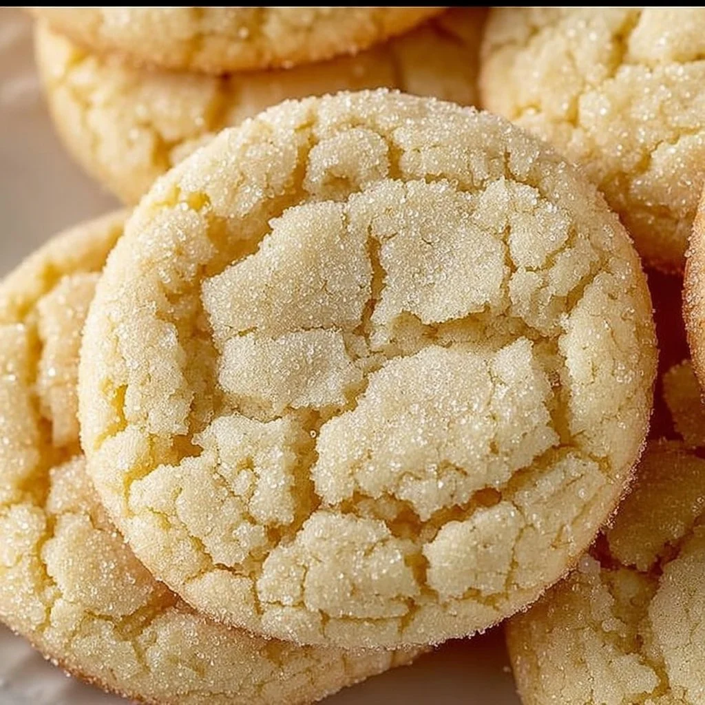 Delicious soft and chewy sugar cookies on a baking tray