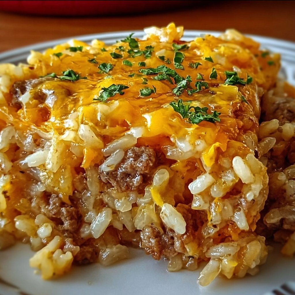 Cheesy Hamburger Rice Casserole
