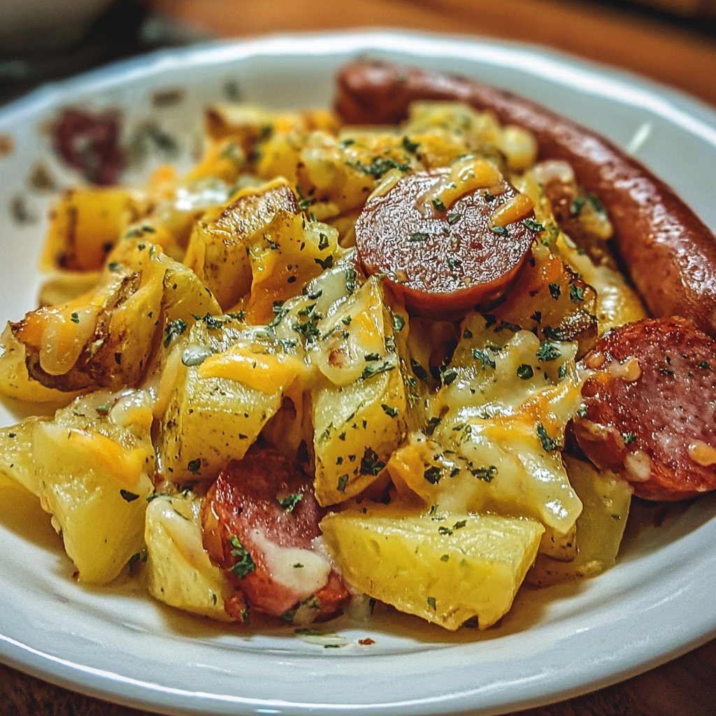 Cheesy Ranch Potatoes and Smoked Sausage