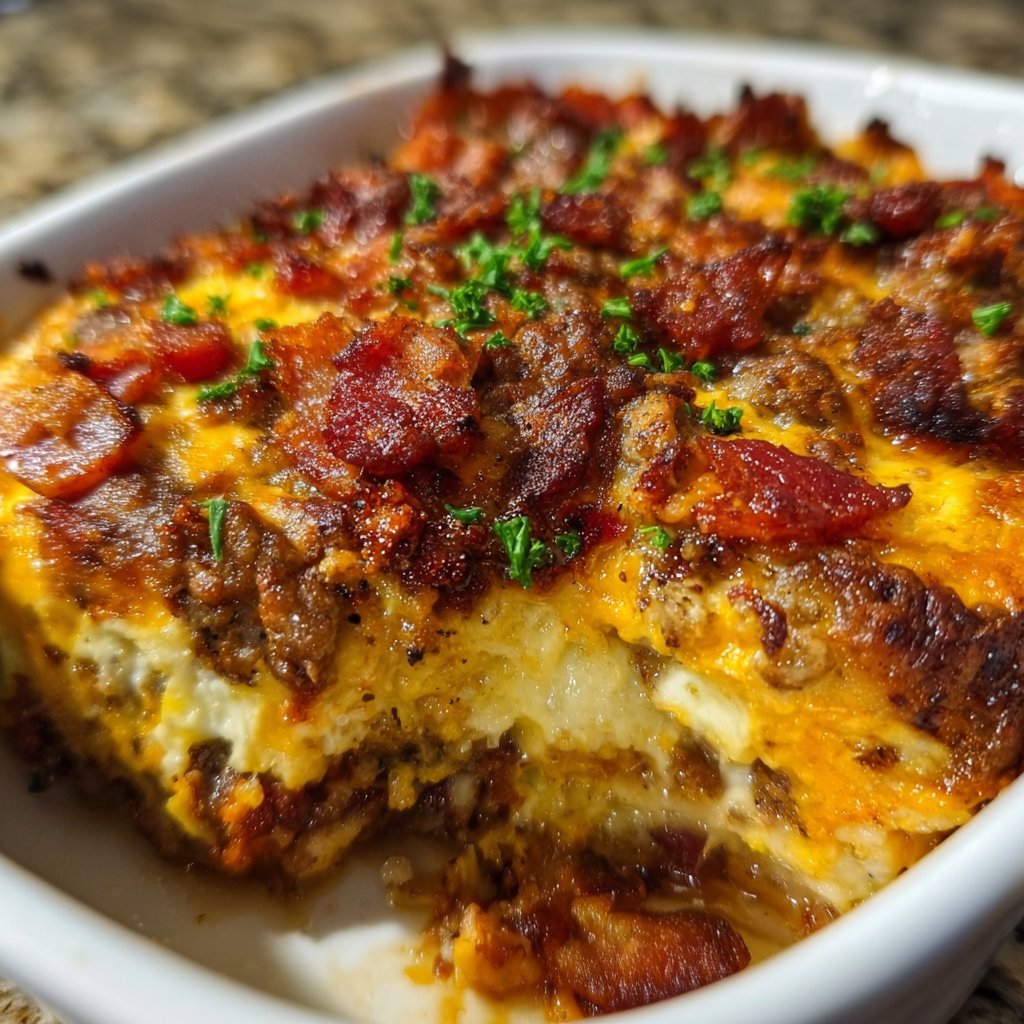 Low-Carb Bacon Cheeseburger Casserole