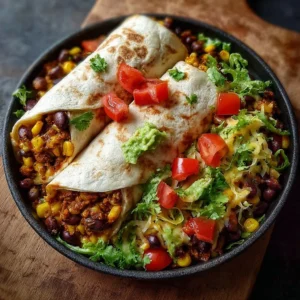 Delicious 10-minute vegan burrito wraps filled with fresh vegetables and beans