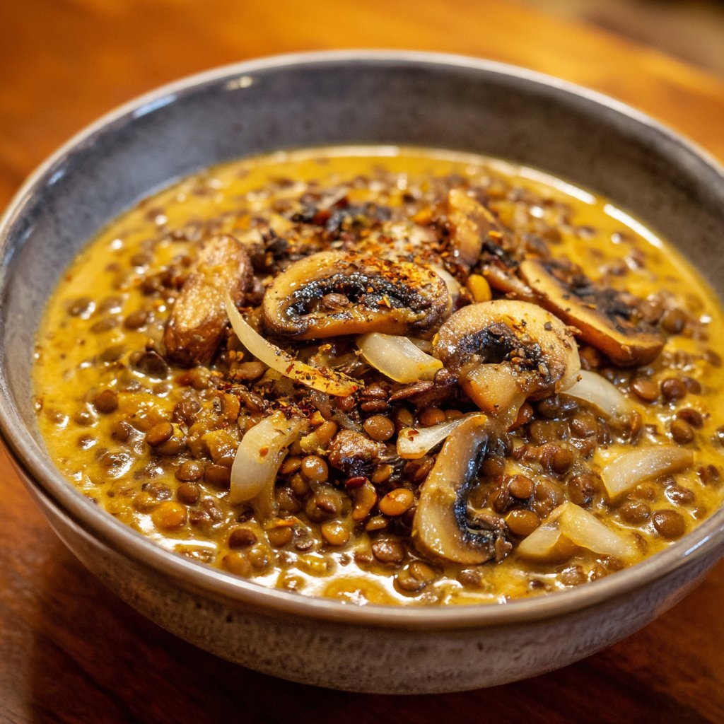 Lentil Mushroom Stroganoff