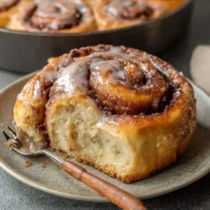 Freshly baked sourdough cinnamon rolls made in 30 minutes with sourdough discard.