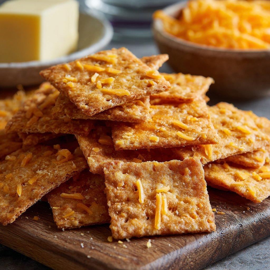 Homemade Sourdough Crackers with Cheddar Cheese