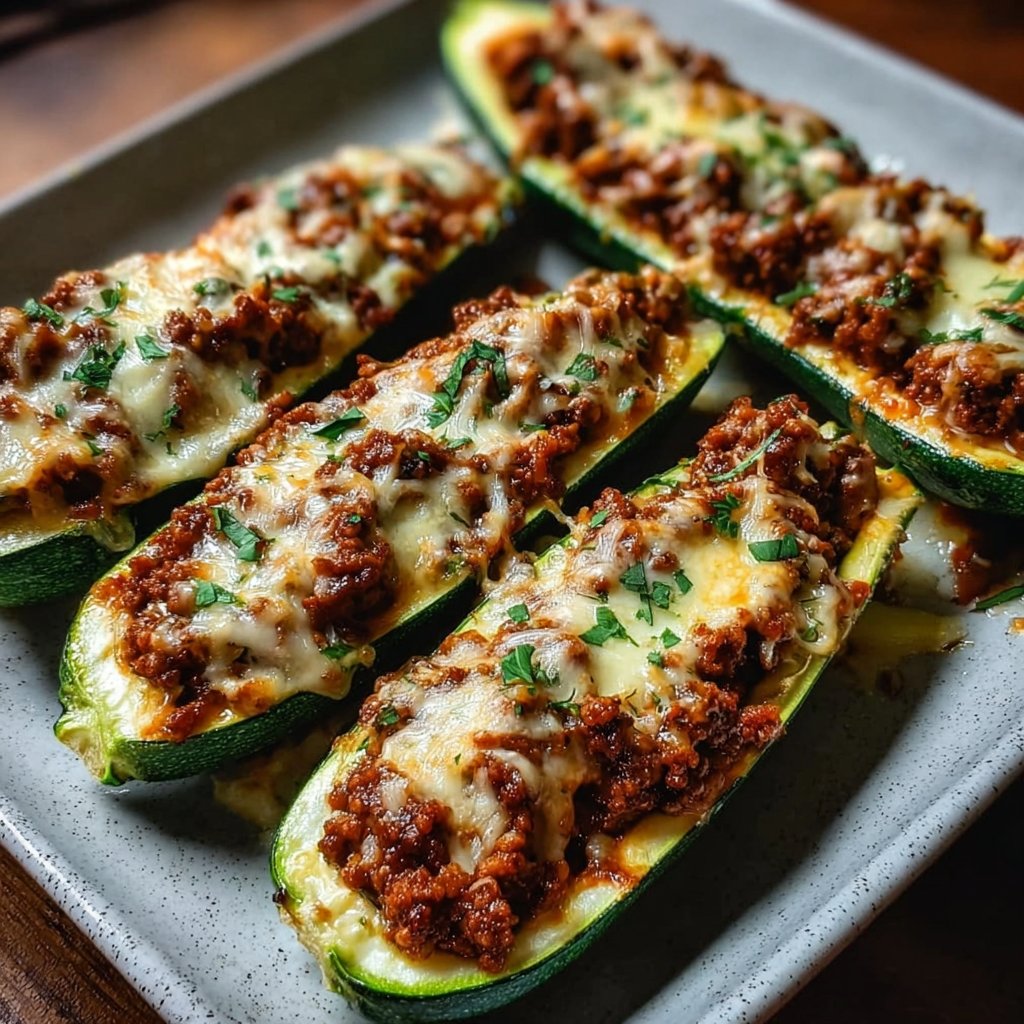 Ground Beef Zucchini Boats