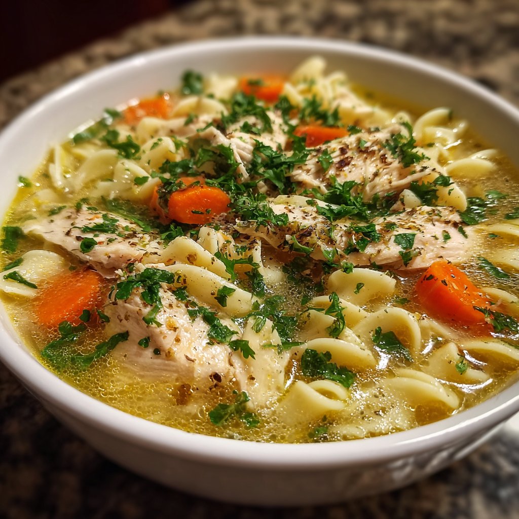Classic Ginger Garlic Chicken Noodle Soup