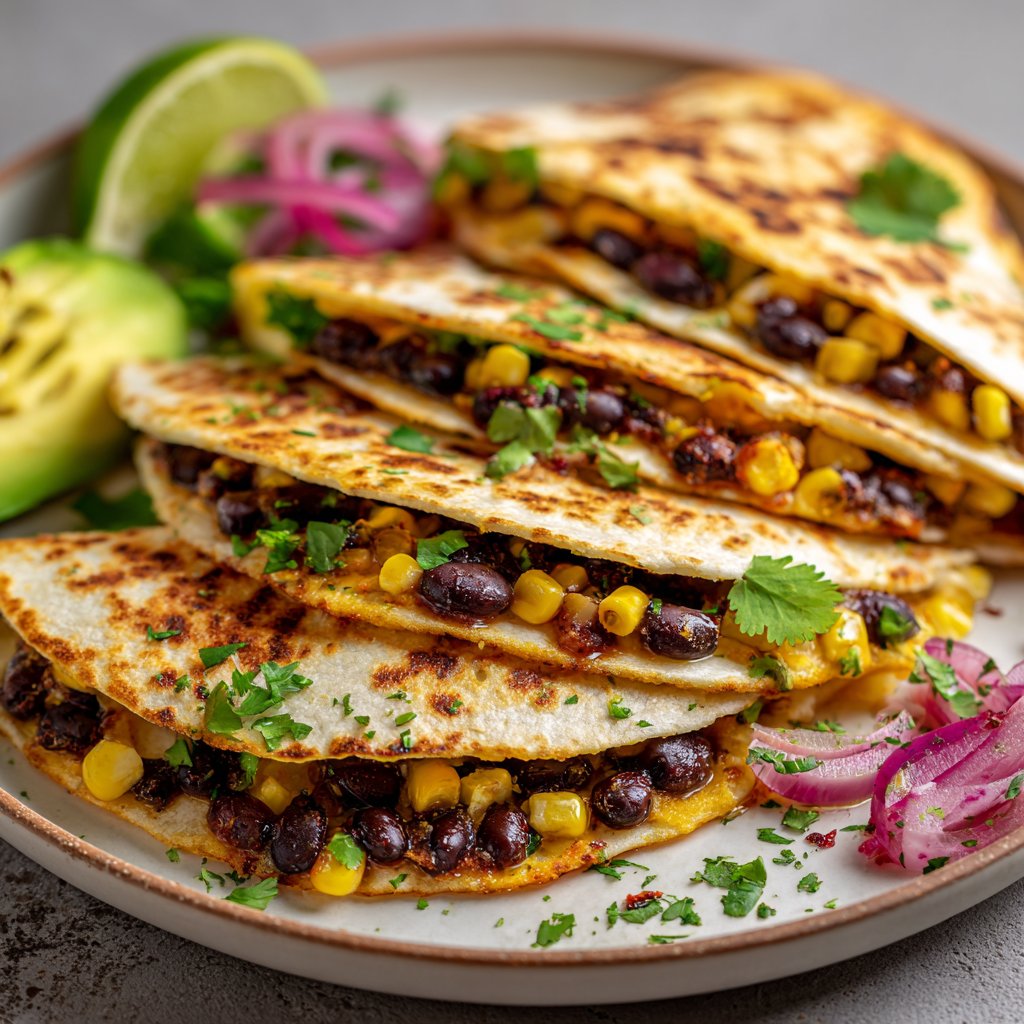 Vegan Quesadillas with Black Beans and Avocado