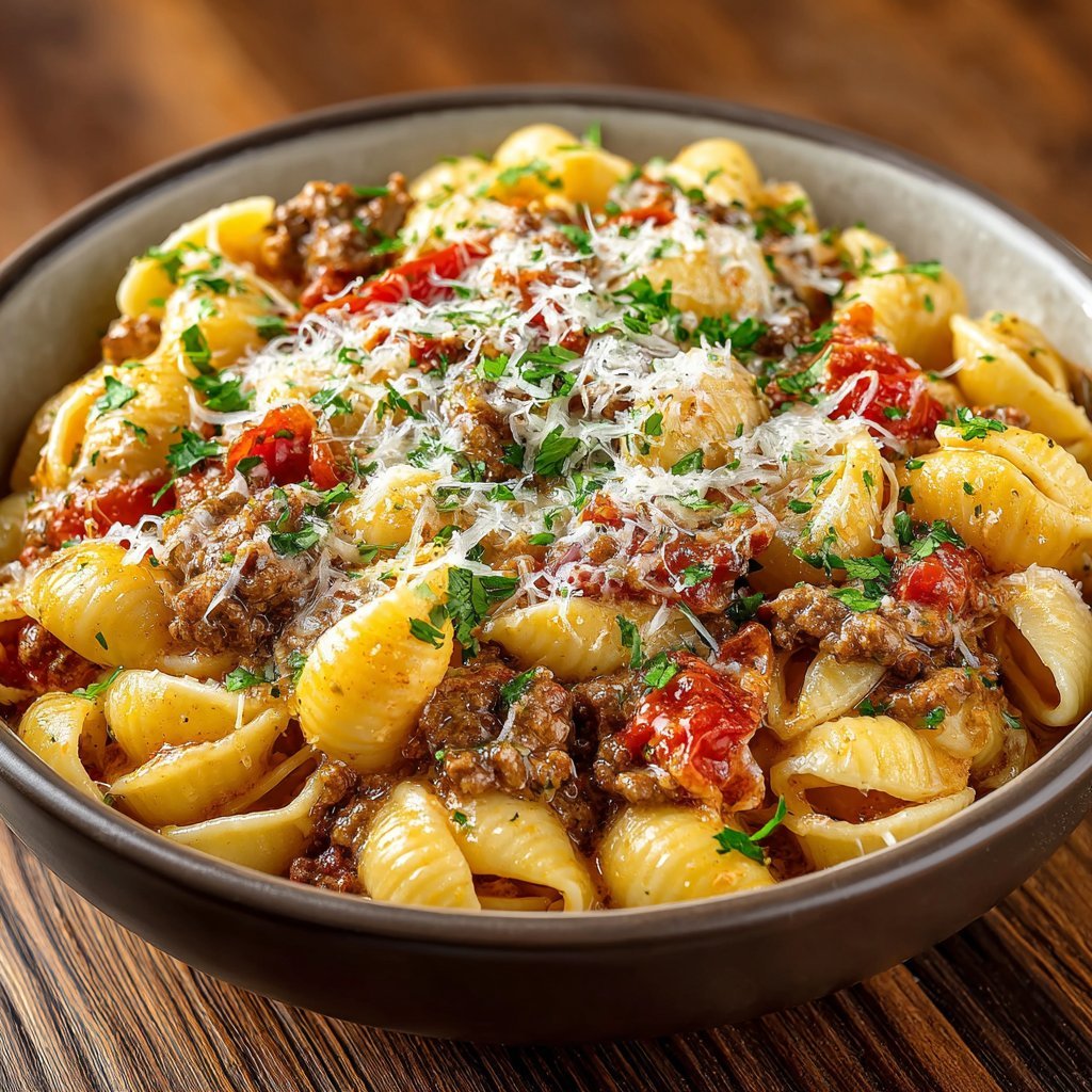 Creamy Beef and Shells