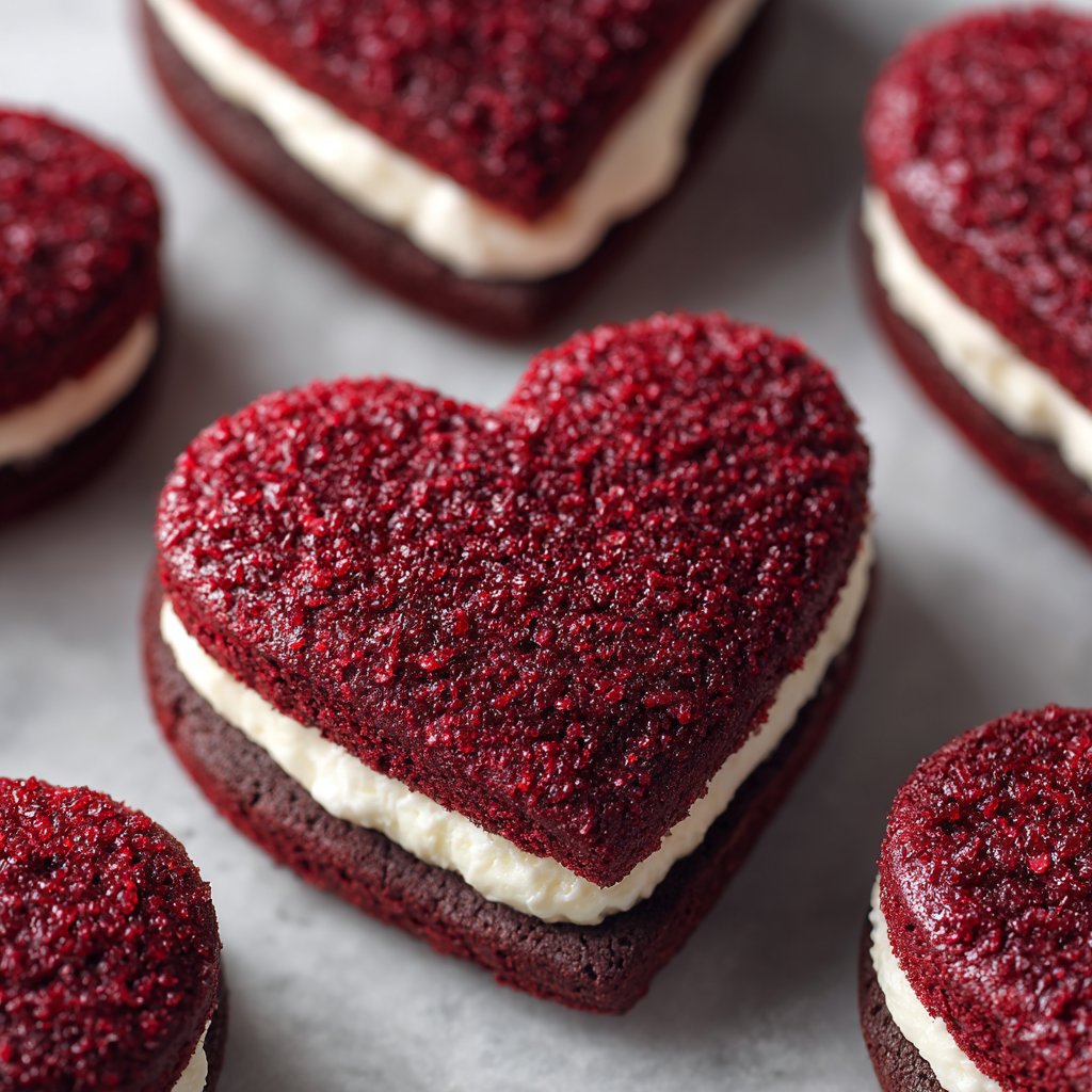 Stuffed Heart-Shaped Red Velvet Cookies
