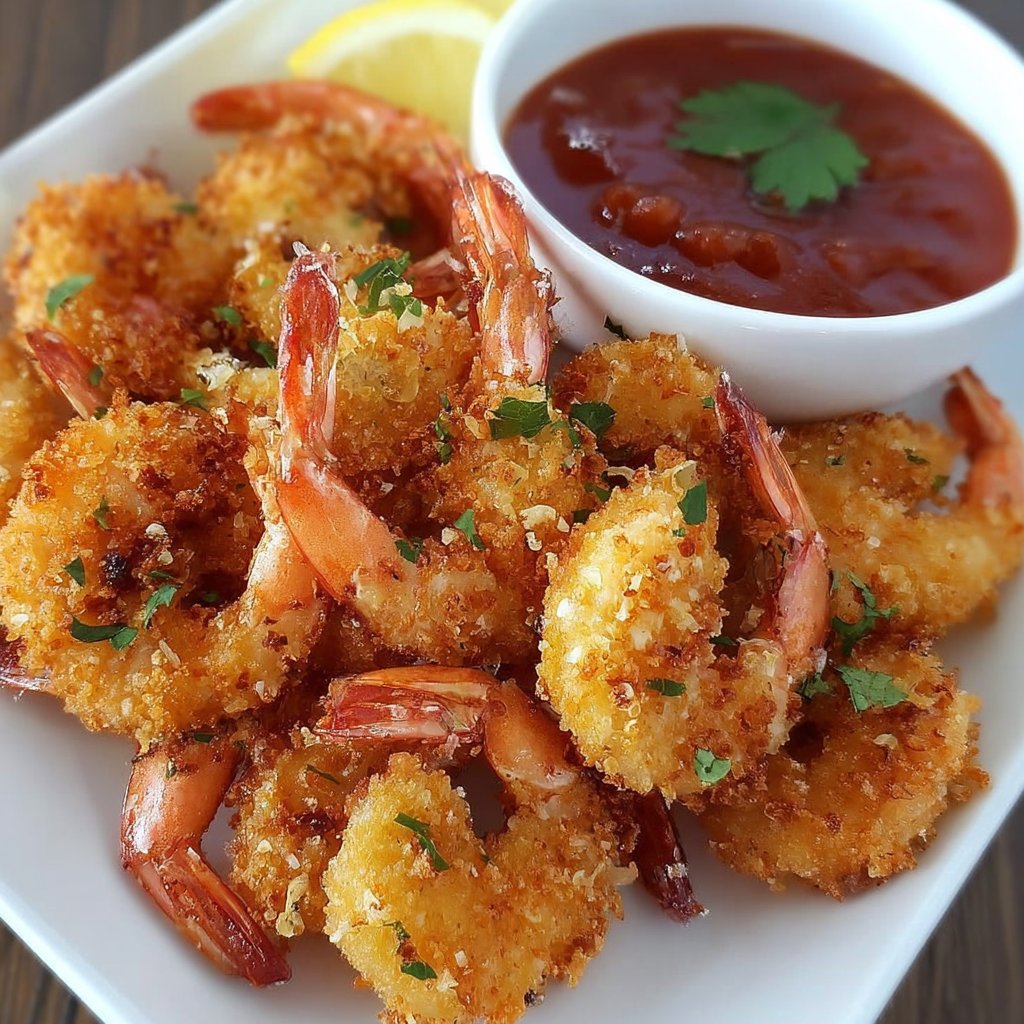 Crispy Keto Fried Shrimp with Zesty Cocktail Sauce Magic