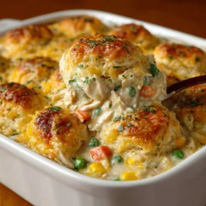 Delicious Chicken Pot Pie Casserole, a comforting dish for family dinners